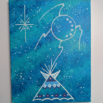 Andre Couillonneur - Blue Teepee Painting