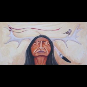 Deron Ahsén:nase Douglas, painter, painting, Indigenous Artist, First Nations, Indigenous Arts Collective of Canada, Pass The Feather