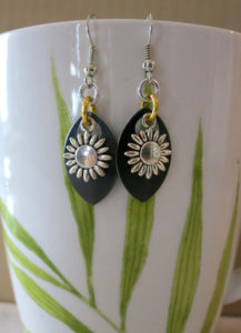 sunflower earrings, mikana, pass the feather, native art, first nations artist, jewelry,