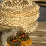Ashley Thompson | Kahionhatatie Beadwork - Basket and mini moccasins