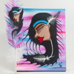 Chelsea Brooks, painted feathers, aboriginal arts collective of canada, pass the feather, feather art, aboriginal artwork, woman painting