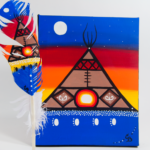 Chelsea Brooks, painted feathers, aboriginal arts collective of canada, pass the feather, feather art, aboriginal artwork, tipi painting, teepee painting