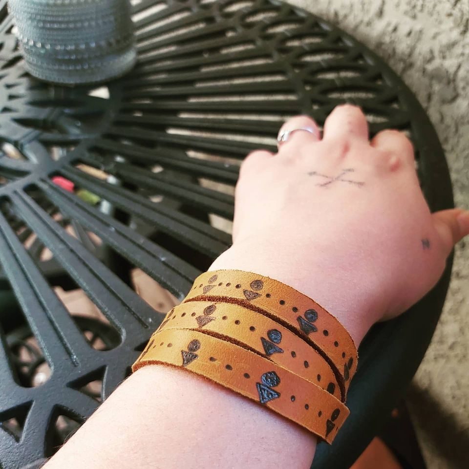 Cheyenne McGinnis, beadwork, beader, pyrography, painting, painter, leatherwork, fine art, Indigenous Artist, First Nations, Indigenous Arts Collective of Canada, Pass The Feather