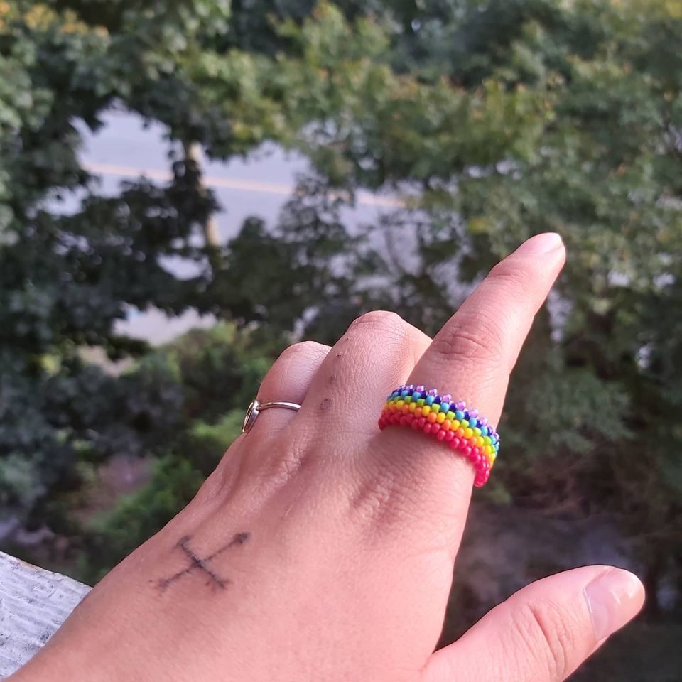 Cheyenne McGinnis, beadwork, beader, pyrography, painting, painter, leatherwork, fine art, Indigenous Artist, First Nations, Indigenous Arts Collective of Canada, Pass The Feather