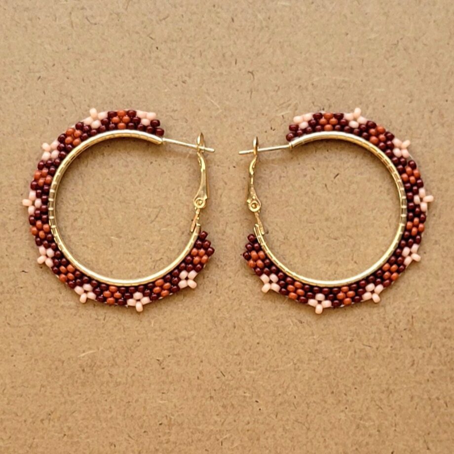 Teuh-Bousquet-Brown-Circle-Beaded-Earrings