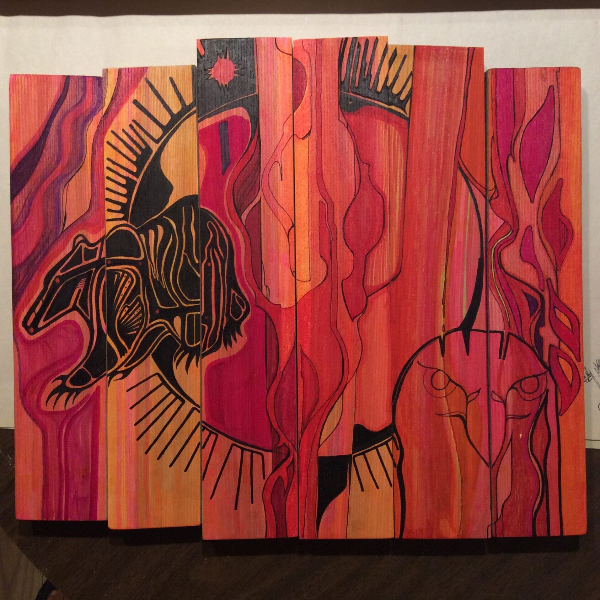 James Darin Corbiere, painter, painting, drawing, wood, copper, Indigenous Artist, First Nations, Indigenous Arts Collective of Canada, Pass The Feather