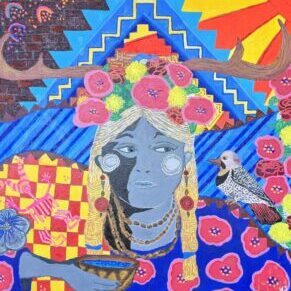 Kasso Solares - Ks Creative Spirit Studio - Abstract Woman with Bird Painting