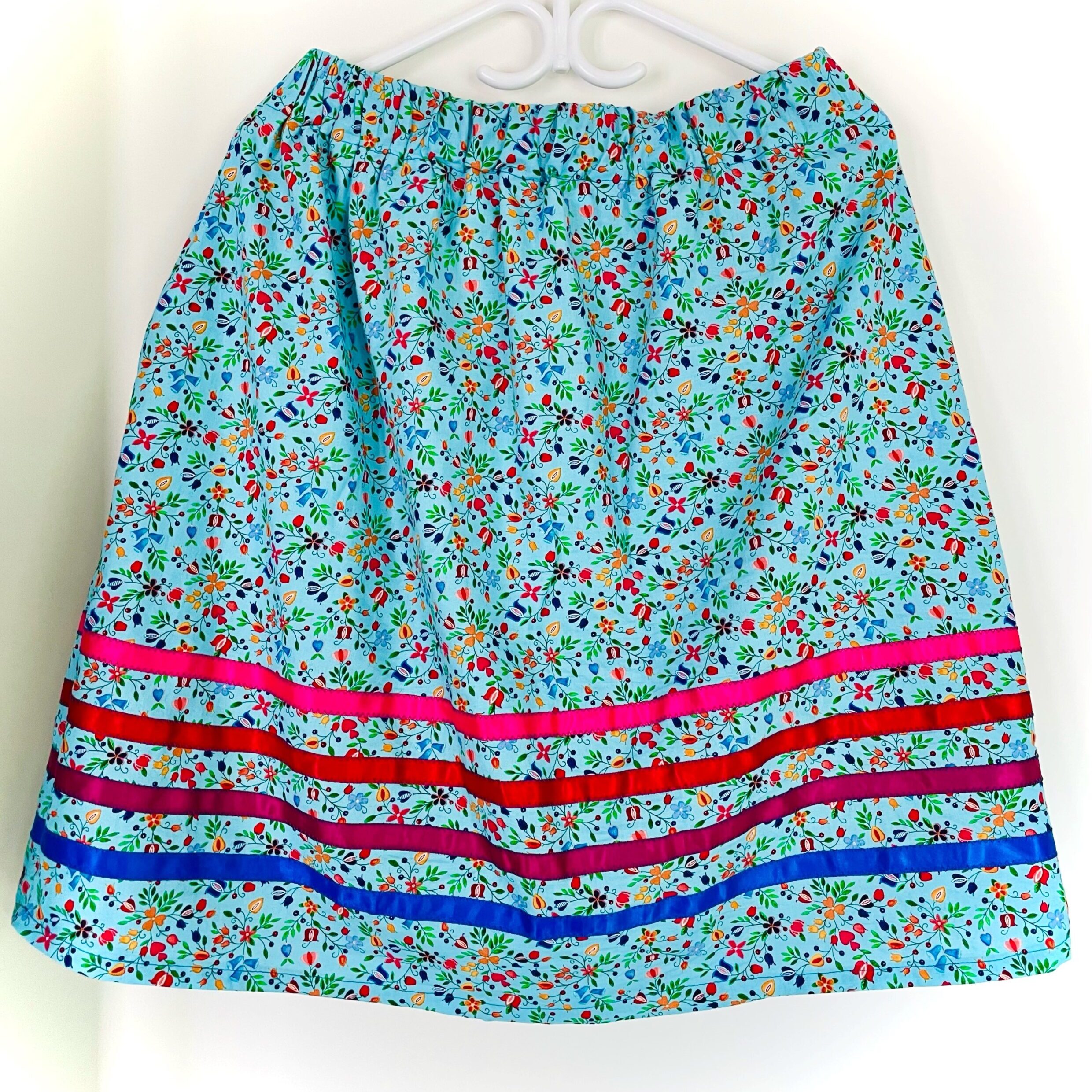 Naomi Sarazin Blue Floral Ribbon Skirt