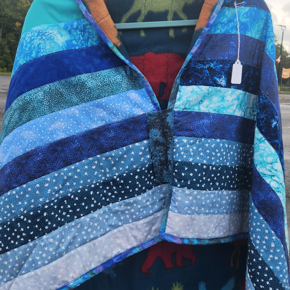 Caroline Boots blue ribbon coat