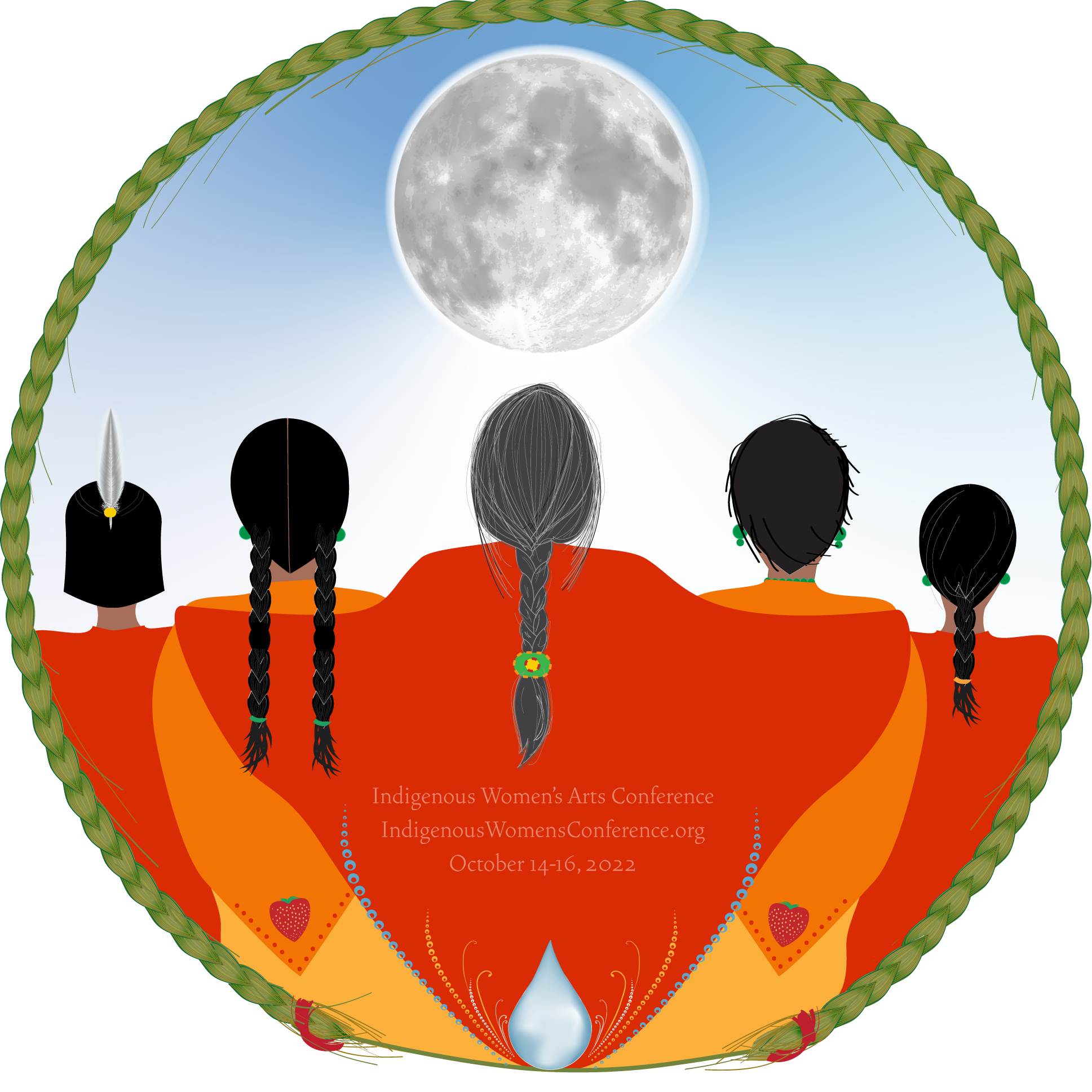 Indigenous women's arts conference, pass the feather, indigenous arts collective of canada, logo