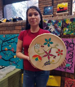 Whitney S. Whiteduck, painter, artist, aboriginal art, aboriginal paining, pass the feather, aboriginal arts collective of canada, drum painting