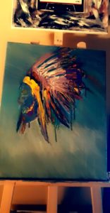 Jeunesse Stoney, painter, painting, Indigenous Artist, First Nations, Indigenous Arts Collective of Canada, Pass The Feather