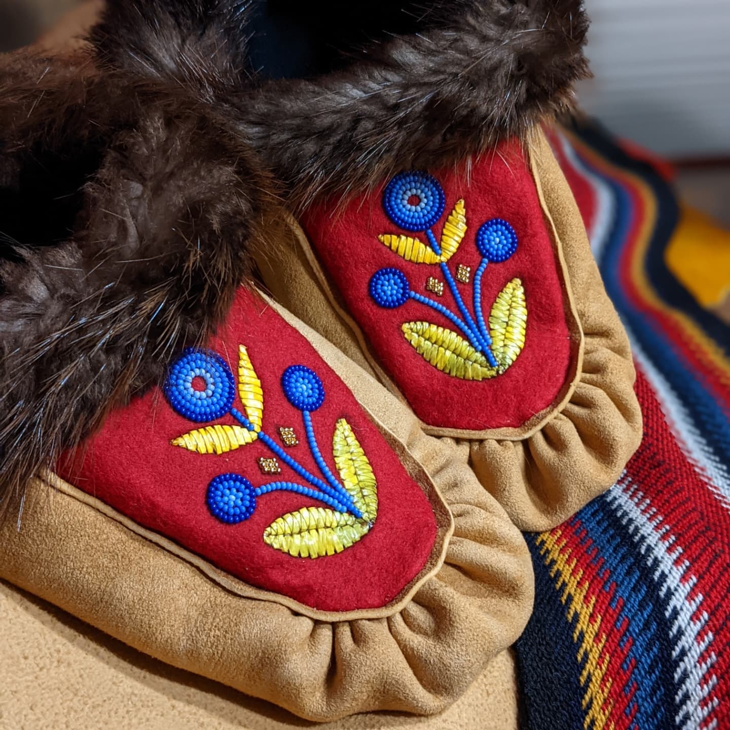 Kaija Heitland, beadwork, quillwork, moccasins, fabric design, classes, beadwork kits, teaching, traditional skills sharing, workshop facilitator, Indigenous Artist, First Nations, Indigenous Arts Collective of Canada, Pass The Feather