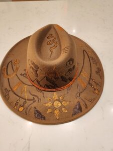 Janelle-Alladina-Brown-Designed-Hat