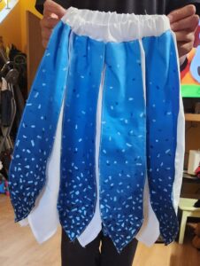 Dale Goulet Child Sized White and Blue Ribbon Skirt