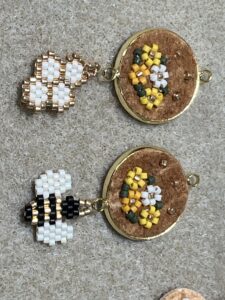 Tracey Pelly Beaded Flower and Bee Earrings