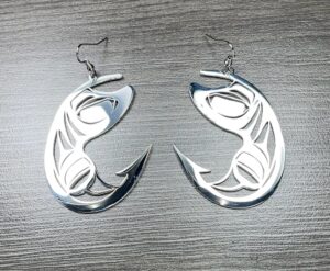 Collin Reid- Metal Salmon Hook Earrings