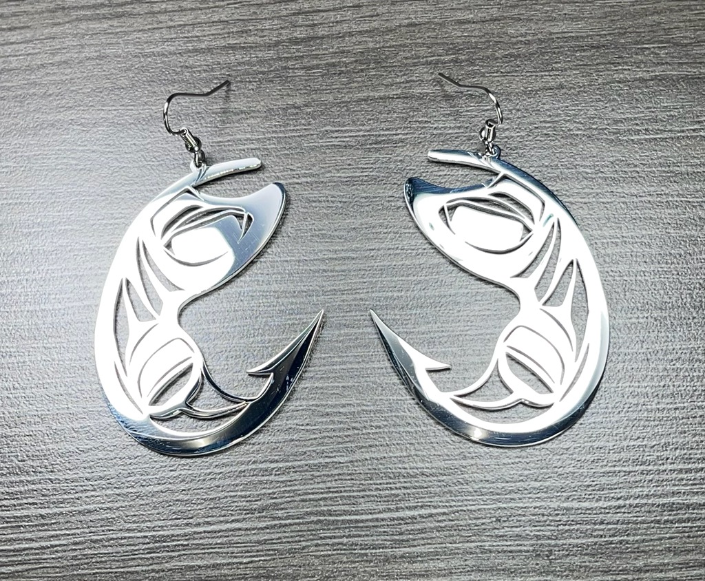 Collin Reid- Metal Salmon Hook Earrings