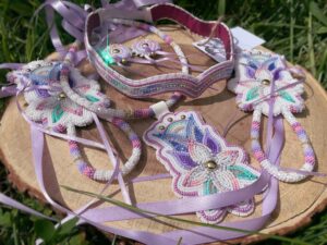 Desiree Sinicrope - Beaded Pink and Purple Headband and Necklace
