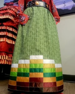 Frances Pasap- Green, Yellow, Brown Ribbon Skirt