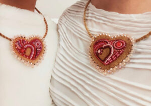 Crystal Behn- 2 Beaded Heart Necklaces