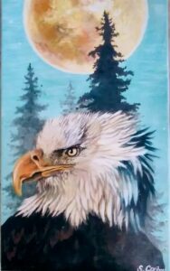 Stephanie Caribou Eagle with Moon Painting