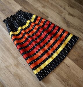 Cheyenne Meguinis Guja Goods- Red, Yellow, Black Polka Dot Ribbon Skirt
