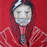 Cathie Jamieson- Red Indigenous binded Painting