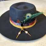 Ronald Joseph Kerr Black Leather and Peacock Feather Hat
